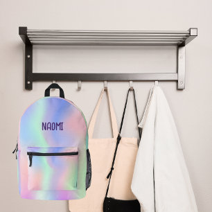 Sac À Dos Imprimé Holographique rose violet nom fille