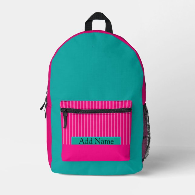 Sac À Dos Imprimé Hot rose tendance et Turquoise (Recto)