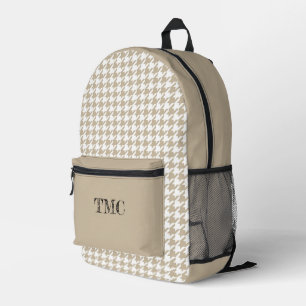 Sac À Dos Imprimé Houndstooth Beige White INITIALS Preppy Chic