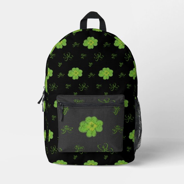 Sac À Dos Imprimé Housse à quatre feuilles Noir (Recto)