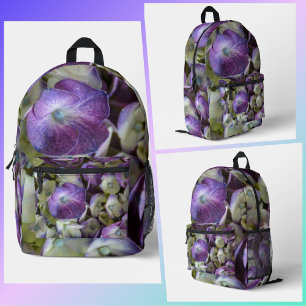 Sac À Dos Imprimé Hydrangea Botanique Floral Photographique Violet
