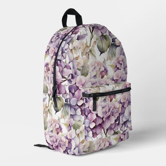 Sac À Dos Imprimé Hydrangeas aquarelle rose violet élégant  (Coin arrière gauche)