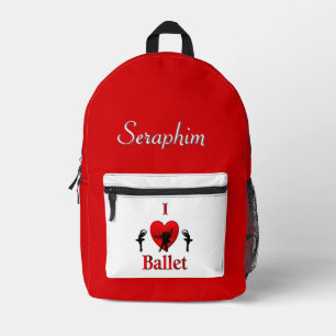 Sac À Dos Imprimé I Heart Ballet avec nom