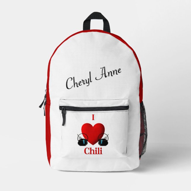 Sac À Dos Imprimé I Heart Chili Nom personnel (Recto)