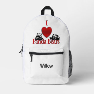 Sac À Dos Imprimé I Heart Panda Bears Fun with Name