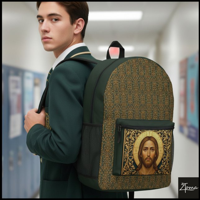 Sac À Dos Imprimé Icône byzantine du Christ - Jésus (Créateur téléchargé)