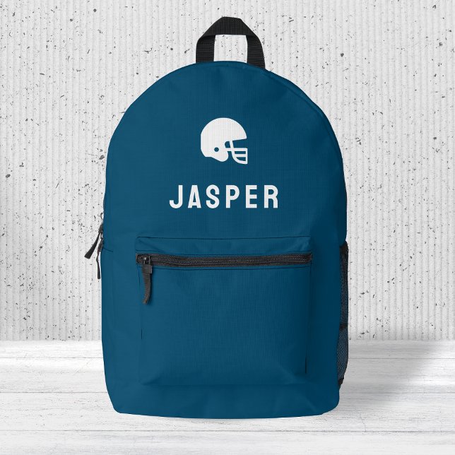 Sac À Dos Imprimé Icône casque de football Motif bleu minimal (Créateur téléchargé)