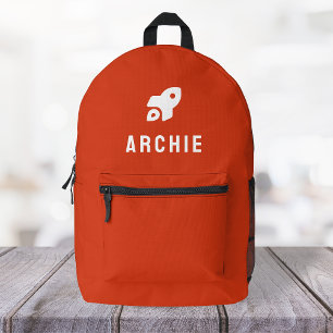 Sac À Dos Imprimé Icône de fusée Motif minimum rouge