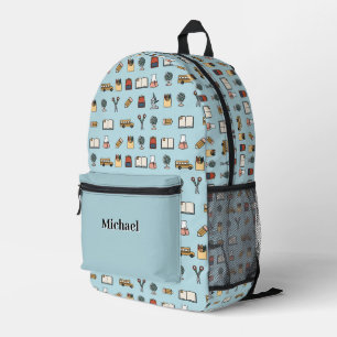 Sac À Dos Imprimé Icônes scolaires personnalisées Livre Bus Globe sa