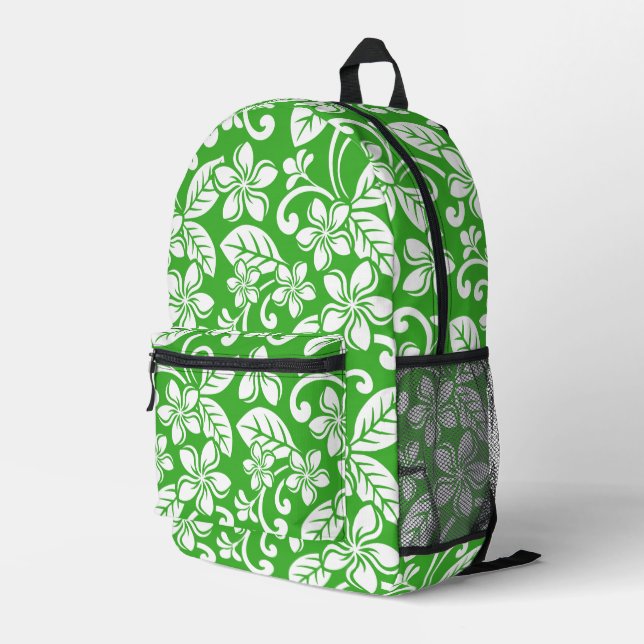SAC À DOS IMPRIMÉ ÎLE PLUMERIA MOTIF EN CITRUS VERT (Coin arrière droit)