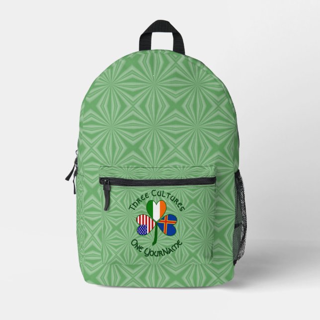 Sac À Dos Imprimé Îles Åland Irlande États-Unis drapeaux Shamrock pe (Recto)