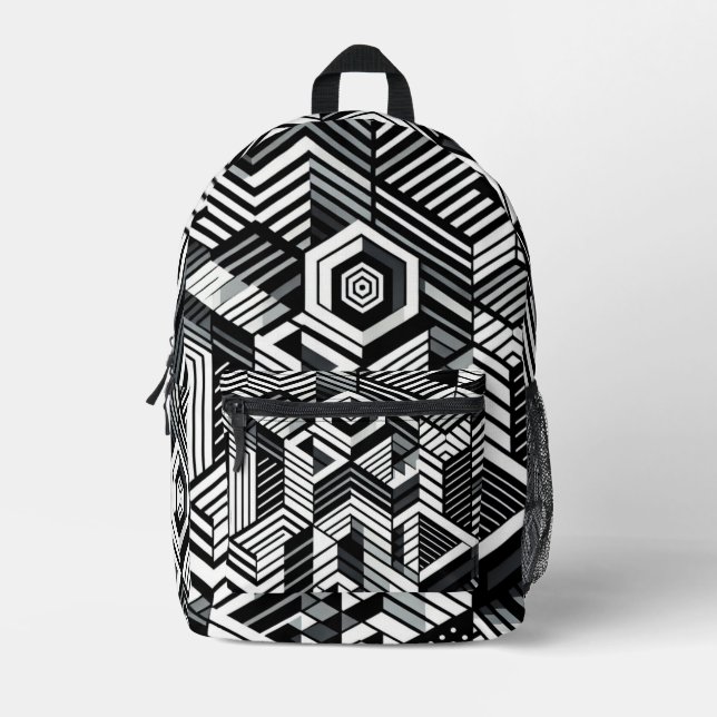 Sac À Dos Imprimé Illusion monochrome (Recto)