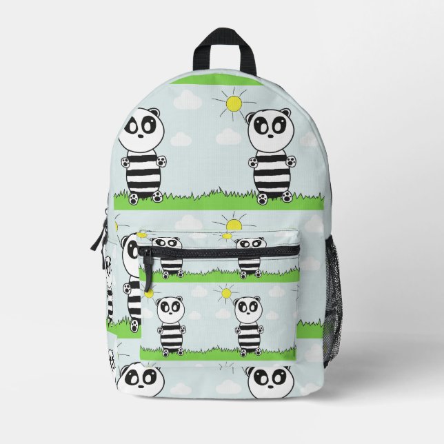 Sac À Dos Imprimé Illustration de Panda Mignon (Recto)