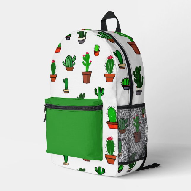 Sac À Dos Imprimé Illustrations de cactus mignons sur fond blanc (Coin arrière droit)