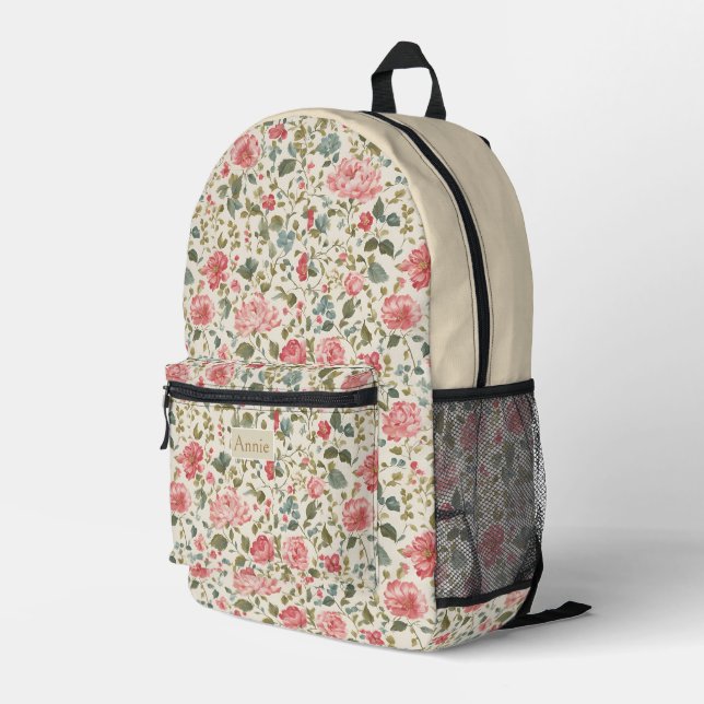 Sac À Dos Imprimé Impression de roses de jardin roses (Coin arrière droit)