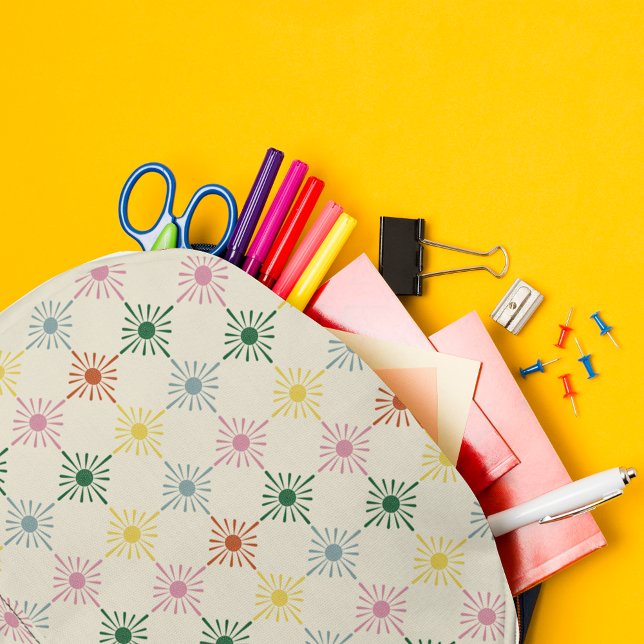 Sac À Dos Imprimé Impression florale géométrique en fleur rétro (Créateur téléchargé)