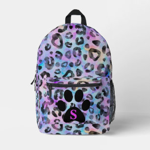 Sac À Dos Imprimé Impression léopard fuchsia aquarelle patte noire c