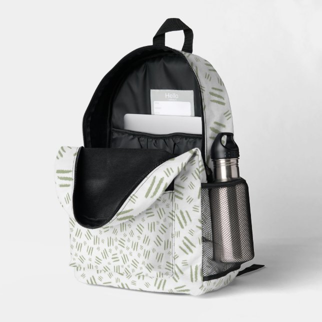 Sac À Dos Imprimé Impression safari vert blanc (Coin arrière droit (ouvert))