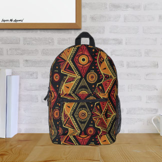 Sac À Dos Imprimé Imprimante africaine - Noir, rouge jaune Motif Abs