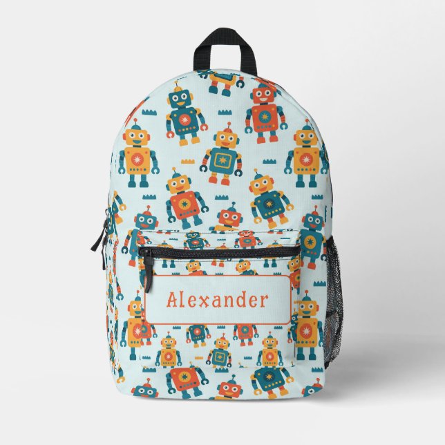 Sac À Dos Imprimé Imprimé de robot personnalisable mignon (Recto)