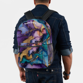 Sac À Dos Imprimé Imprimé partout Agate violette personnalisée avec