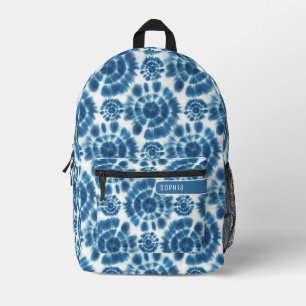 Sac À Dos Imprimé Indigo Bleu Blanc Motif Shibori Féminin pour Ados