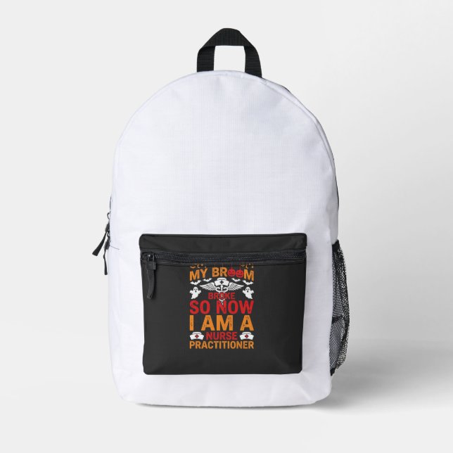 Sac À Dos Imprimé Infirmière Halloween Balai Cassé Design_1 (Recto)