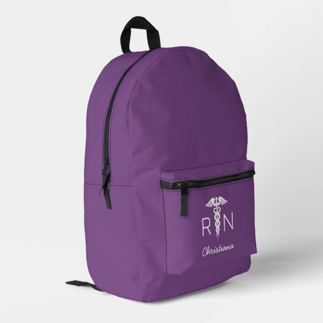 Sac À Dos Imprimé Infirmière inscrite à la RN personnalisée Purple (Coin arrière gauche)