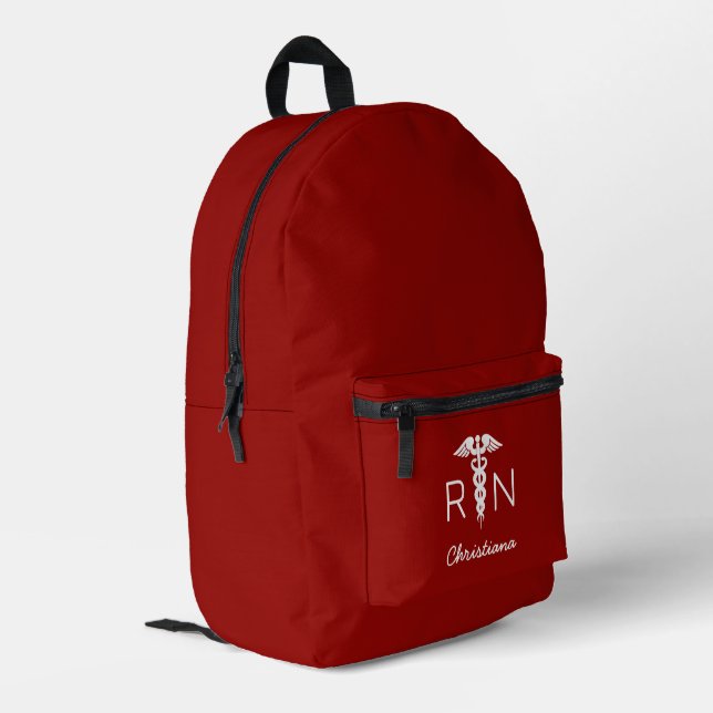 Sac À Dos Imprimé Infirmière inscrite à la RN sur mesure Ruby Red (Coin arrière gauche)