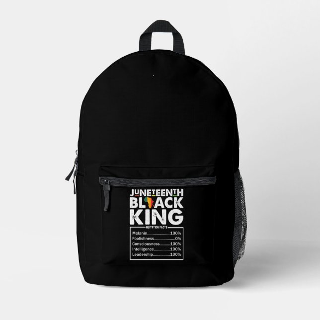 Sac À Dos Imprimé Informations nutritionnelles Juneteenth Black King (Recto)