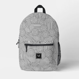 Sac À Dos Imprimé Initiale monogrammée noir et blanc moderne du mili