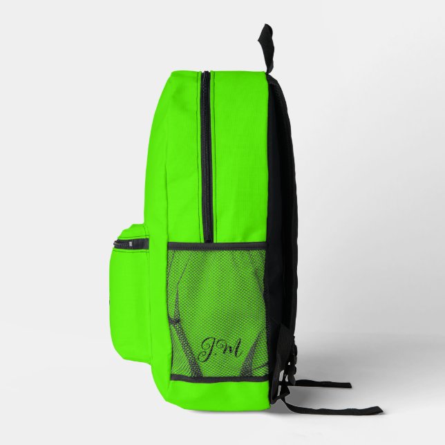 Sac À Dos Imprimé Initiales de couleur verte néon fluorescente solid (Droite)