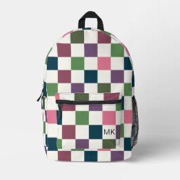 Sac À Dos Imprimé Initiales de monogramme en damier coloré élégant