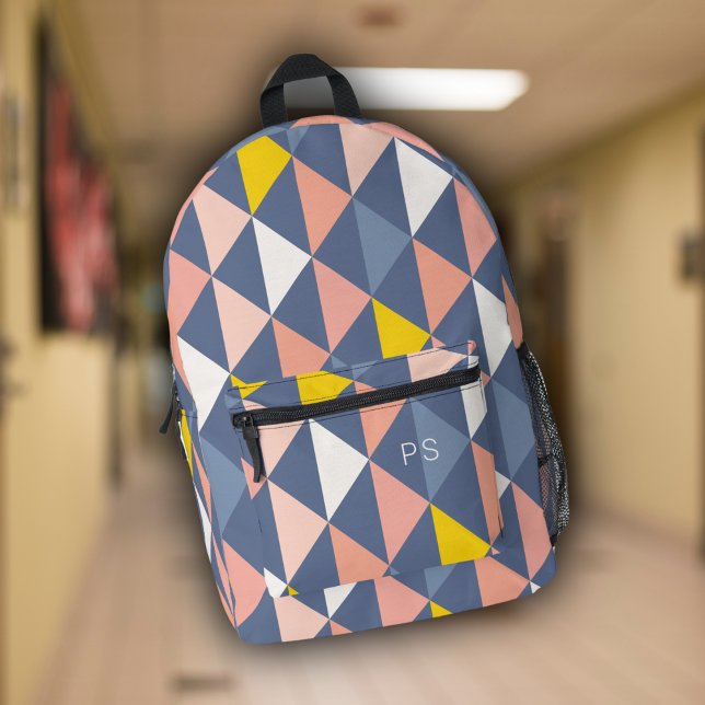 Sac À Dos Imprimé Initiales de Monogramme rose et bleu mignonne (Créateur téléchargé)