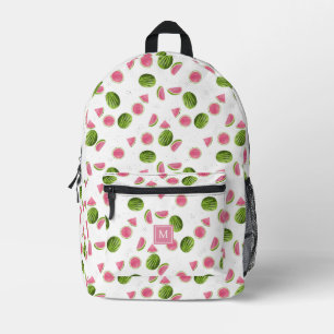 Sac À Dos Imprimé Initiales du Monogramme de pastèque rose et vert d