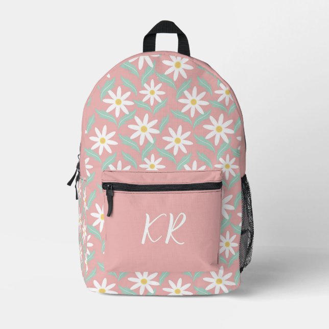 Sac À Dos Imprimé Initiales florales blanches de puissance des année (Recto)