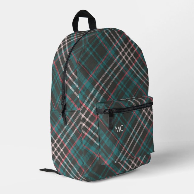 Sac À Dos Imprimé Initiales Monogrammes Plaid De Chèque Moderne Et É (Coin arrière gauche)