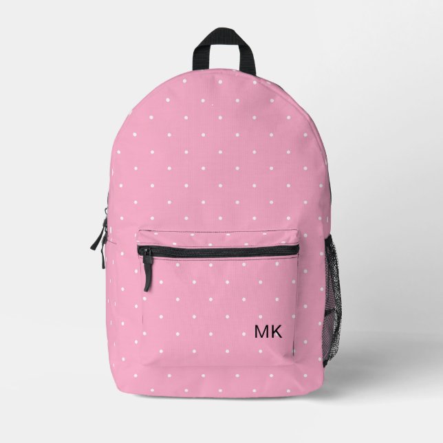Sac À Dos Imprimé Initiales Monogrammes Pneuka Rose Cute Girly (Recto)