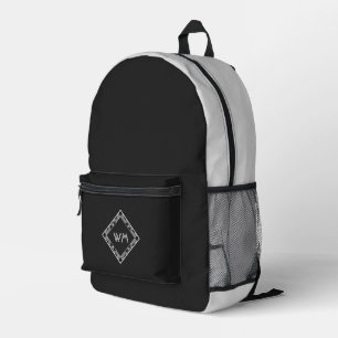 Sac À Dos Imprimé Initiales Personnalisées Élégantes Manly Black Chi