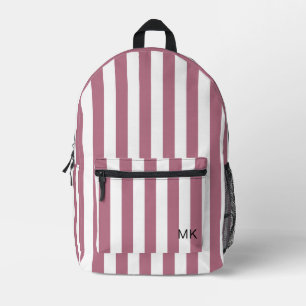 Sac À Dos Imprimé Initiales simples Monogrammes à rayures roses