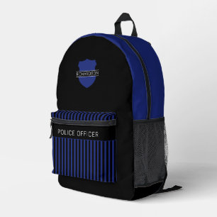 Sac À Dos Imprimé Insigne de police personnalisé Bleu Grandes bandes