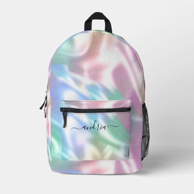 Sac À Dos Imprimé Iridescente Design, Personnaliser le nom du script (Recto)
