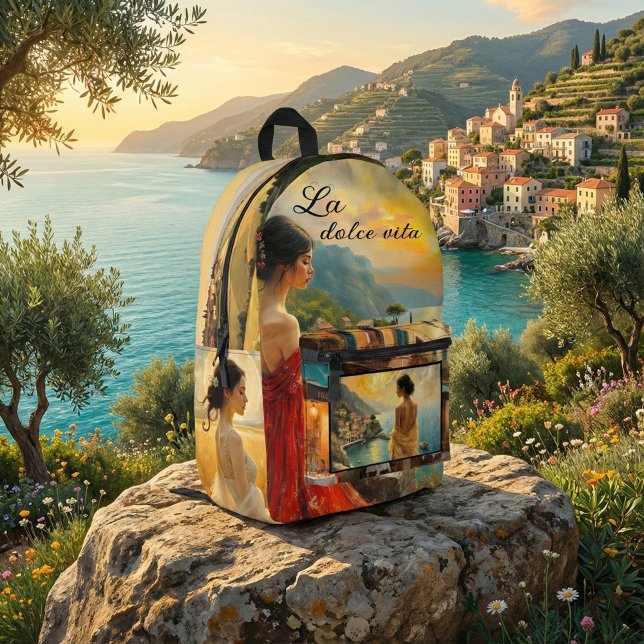 Sac À Dos Imprimé Italian Art Romantic Feminine (Backpack featuring a variety of stylish feminine Italy and Tuscan inspired fine art paintings)