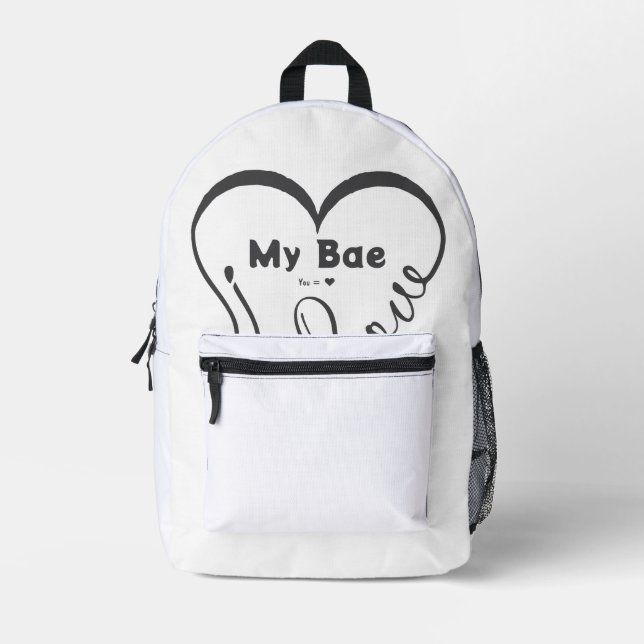 Sac À Dos Imprimé J'adore mon chéri • Vous = ♥ (Recto)
