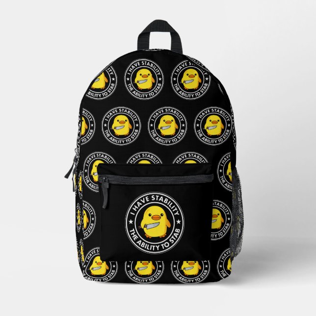 Sac À Dos Imprimé J'Ai La Stabilité De Stab Funny (Recto)
