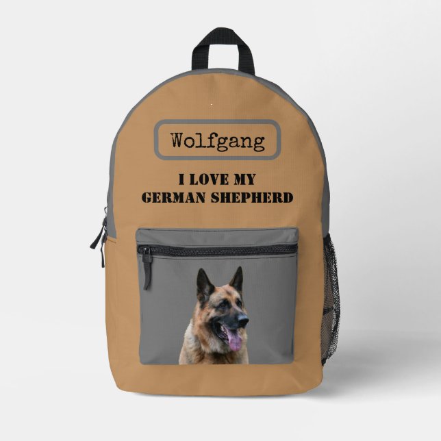 Sac À Dos Imprimé J'aime mon berger allemand ou chien alsacien (Recto)