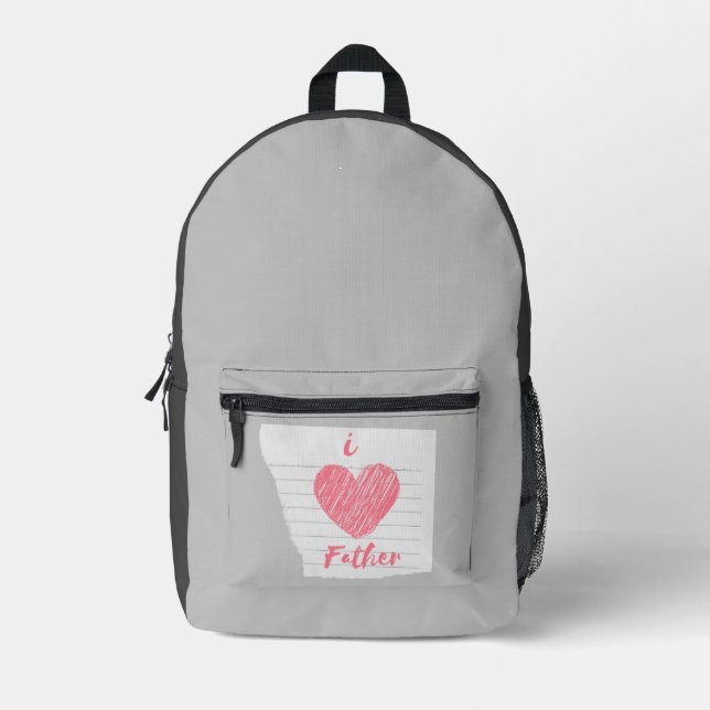 Sac À Dos Imprimé j'aime mon père (Recto)