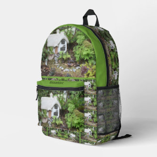Sac À Dos Imprimé Jardin de fleurs Peinture de chalet personnalisée