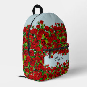 Sac À Dos Imprimé Jardin de roses rouges classique romantique nom pe