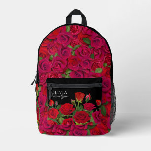Sac À Dos Imprimé Jardin de roses rouges modernes minimaliste Je t'a